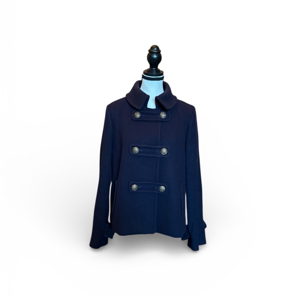 J. Crew Navy Blue Pea Coat with Gold Buttons